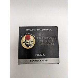 New Bahawat Millionaire Beard Butter Leather & Wood Scent 2 Oz Jar